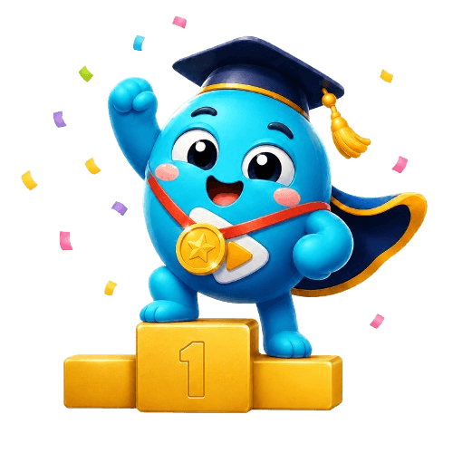 The mascot celebrating with a gold medal